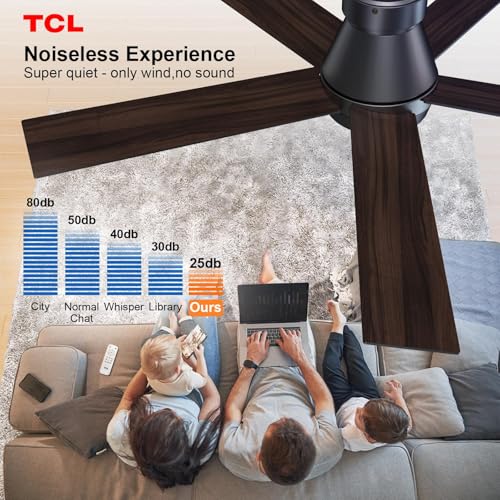 TCL fan showing reversible black blades