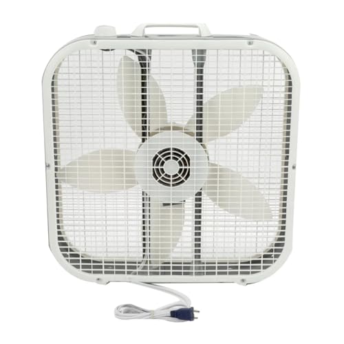 TrioBliss box fan showing integrated carry handle
