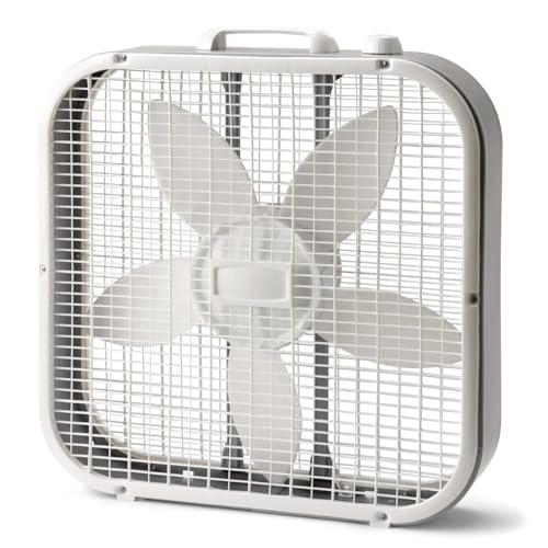 White 20-inch box fan side profile