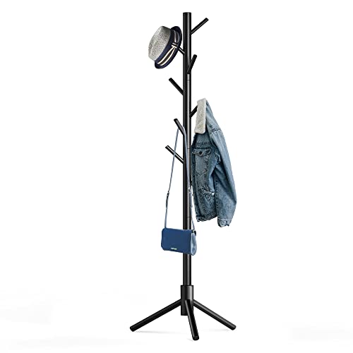 Hupmad Wooden Tree Coat Rack Stand in black
