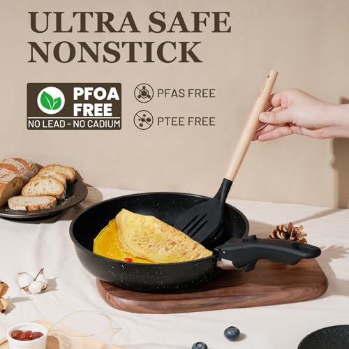 Kikcoin black cookware stack with removable handles