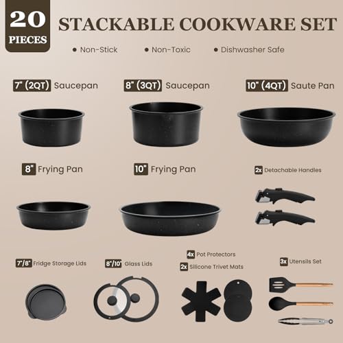 Kikcoin cookware set with silicone lids and utensils