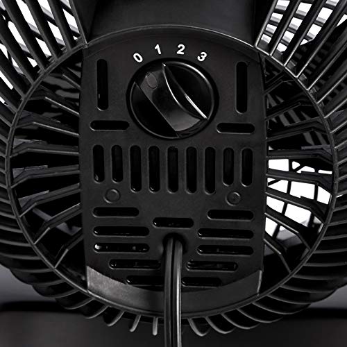 Basics fan showing 90-degree tilt head range