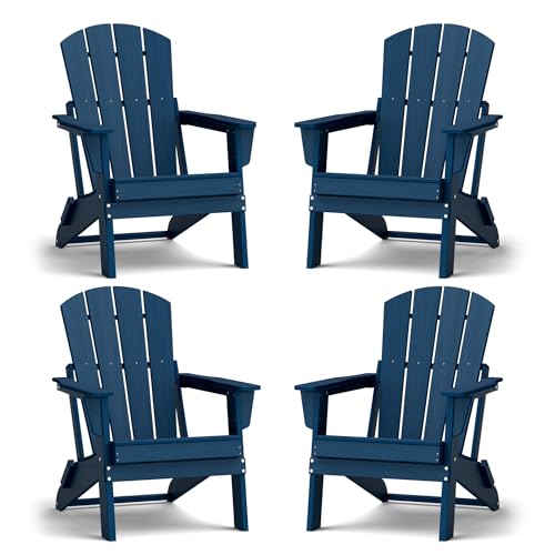 EcoVida Outdoors Adirondack Chair Set of 4 Navy