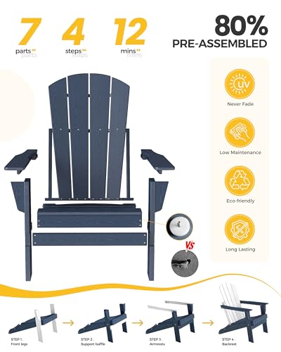 Rear view of EcoVida Adirondack chair set