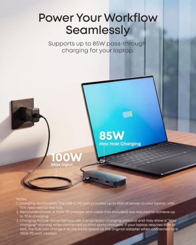 Anker Nano 8-in-1 hub plugged into laptop