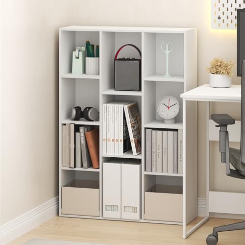 White 11-cube bookshelf storage