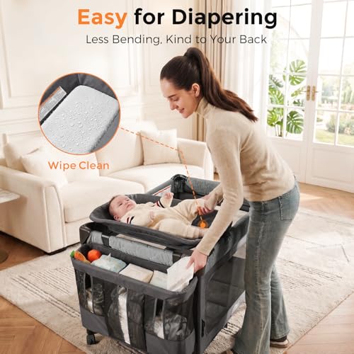 Locking caster wheels on Pamo Babe baby bed