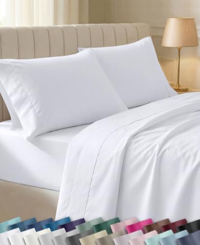 California Design Den Queen Sheets set in white
