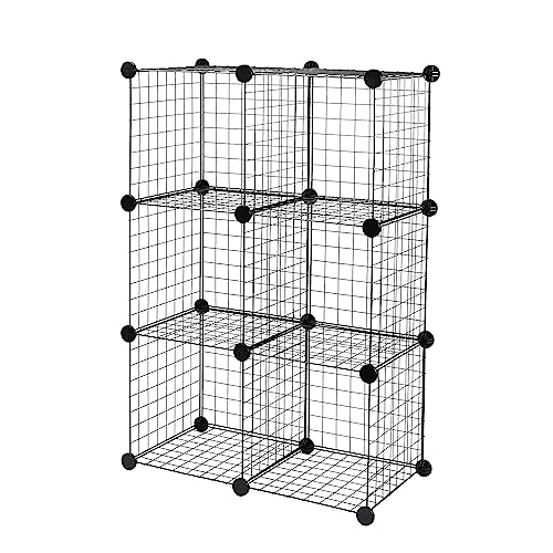 Amazon Basics 6-Cube Wire Grid Stackable Storage Organizer Black