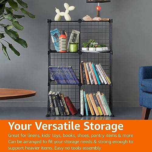 Black wire grid storage organizer full view