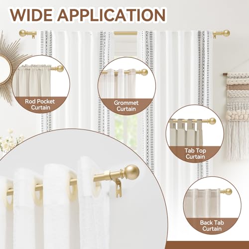 Gold curtain rod mounted above window