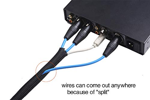 Alex Tech cable sleeve installed on messy electronics cords