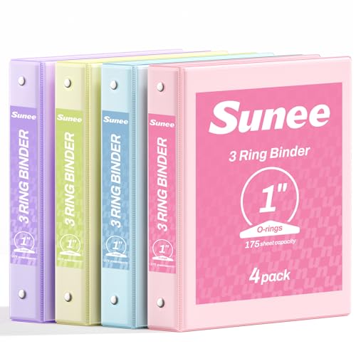 SUNEE 3 Ring Binder 1 Inch 4 Pack front view