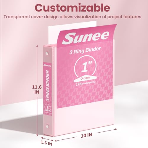 Stack of 4 SUNEE 1 inch pastel binders