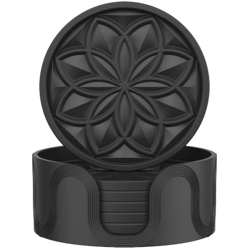 HFHOME Silicone Coaster Set in Black