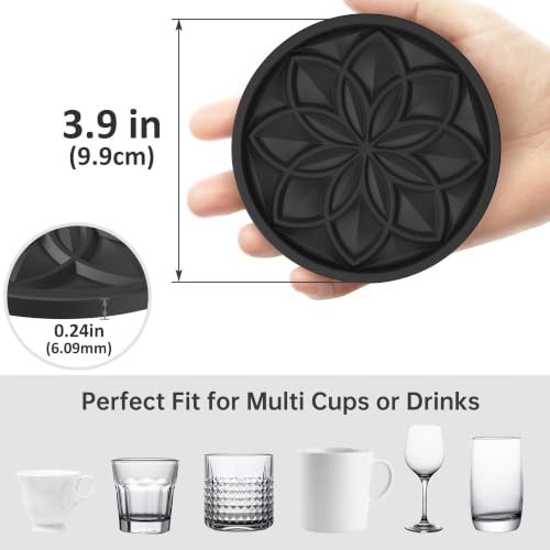 Top view of HFHOME black silicone coaster