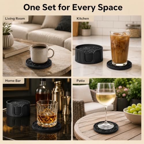 HFHOME coaster with a glass of water