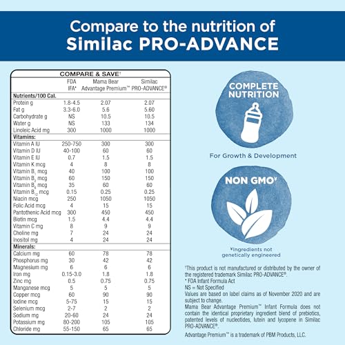 Mama Bear baby formula nutritional facts label