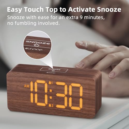 uscce wooden clock styled on a bedroom nightstand