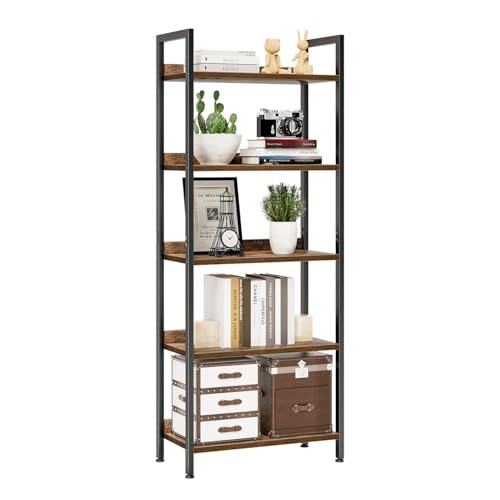 NUMENN 5 Tier vintage bookshelf front view
