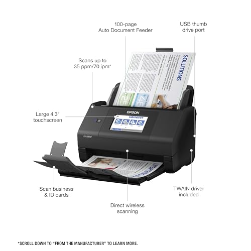 Top view of Epson Workforce document feeder