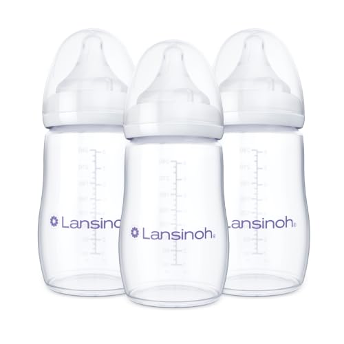 Lansinoh Anti-Colic Baby Bottles 8 Ounce 3 Count clear set