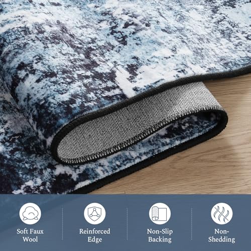 Rugflix ocean blue rug in a bedroom