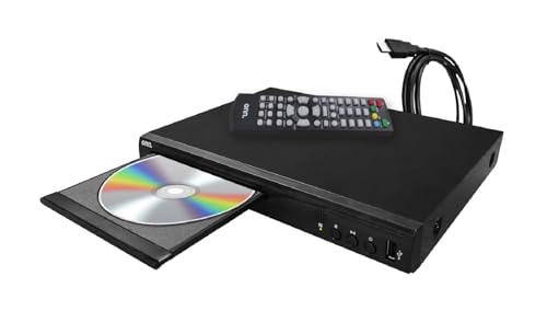 Side profile of black ONN Blu-ray player