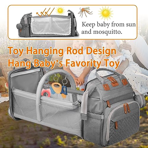 Astro alan diaper backpack in grey showing front storage