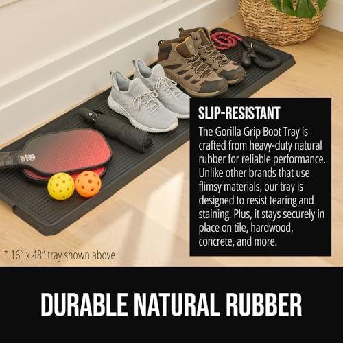 Black rubber boot tray with raised edges