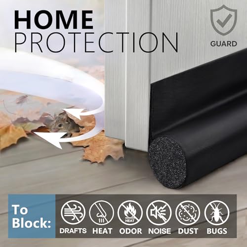 Black door draft stopper packaging