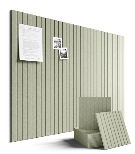 Fluxynara sage felt tiles arranged on a wall