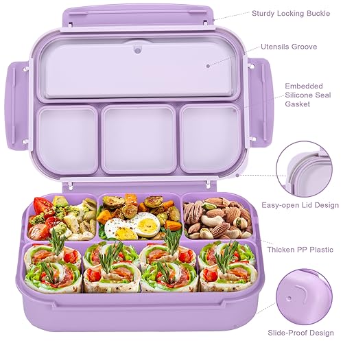 Lavender bento lunch box with utensils