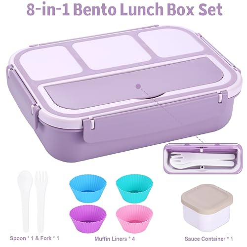 Bento box set with sauce jar and muffin liners