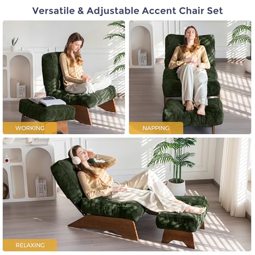 Tufted chair with matching ottoman
