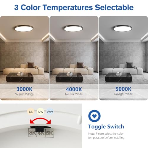 Close up of YELIOLED 12 Inch LED Flush Mount