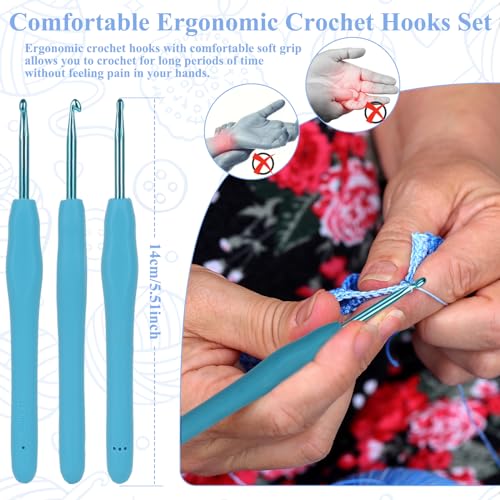 Close up of colorful crochet hook handles