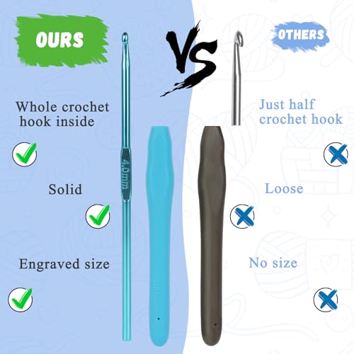 Soft silicone grip detail on crochet needle
