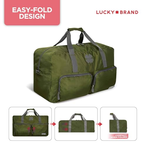 Side profile of Lucky Brand travel bag showing side pockets
