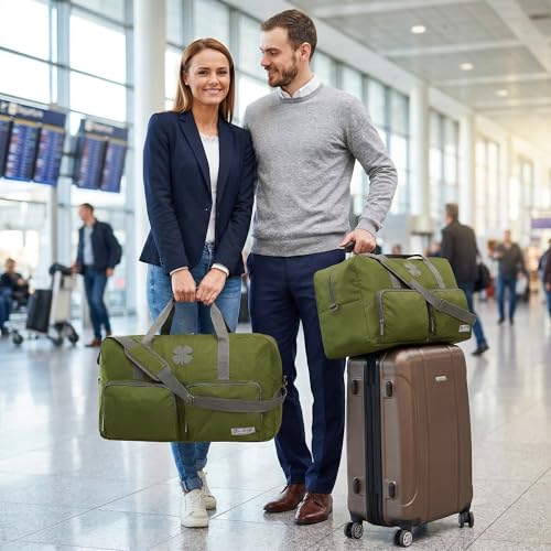 Top view of Loden Green foldable weekender bag main compartment