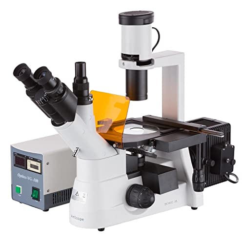 AmScope IN300TC-FL Long Working Distance Inverted Fluorescence Trinocular Microscope