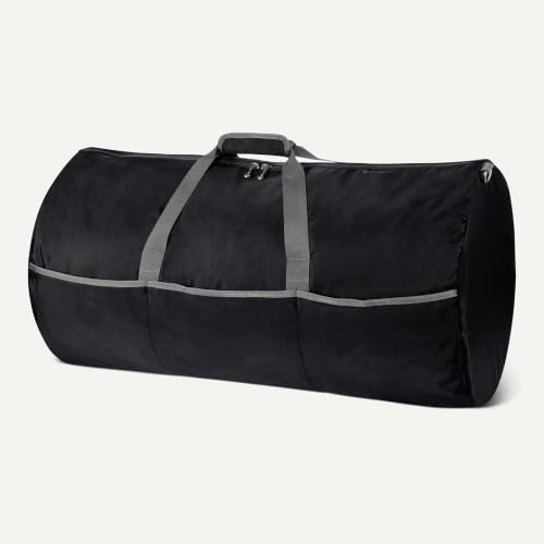 Close up of heavy-duty zipper and reinforced handle