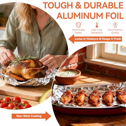 Heavy duty foil wrapped around food