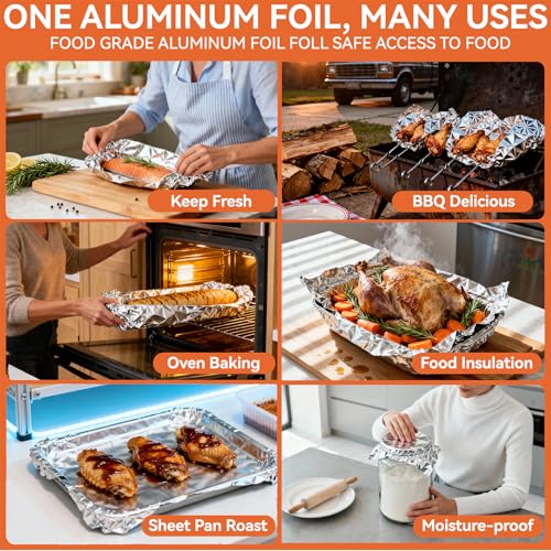 Tin foil sheet being folded over food
