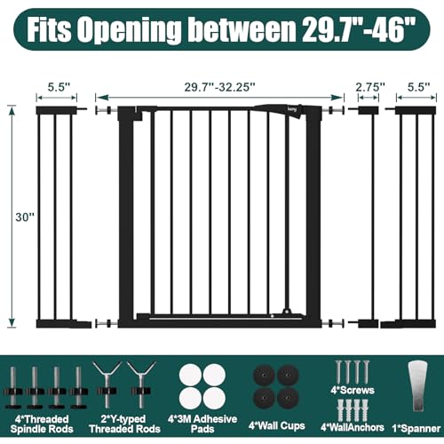 Black metal baby gate for doorway