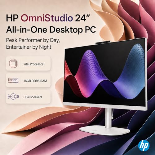 Side profile of white HP OmniStudio computer