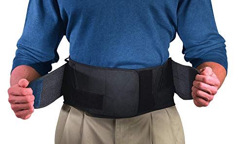 Back view of Mueller lumbar brace with steel supports
