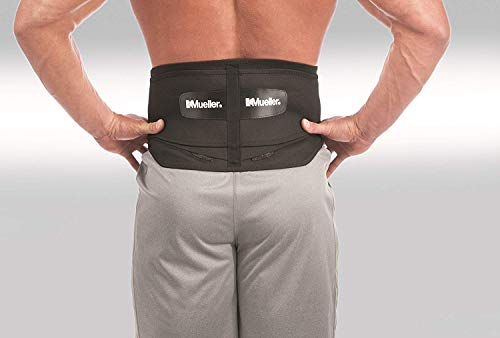 Adjustable closure straps on Mueller back brace
