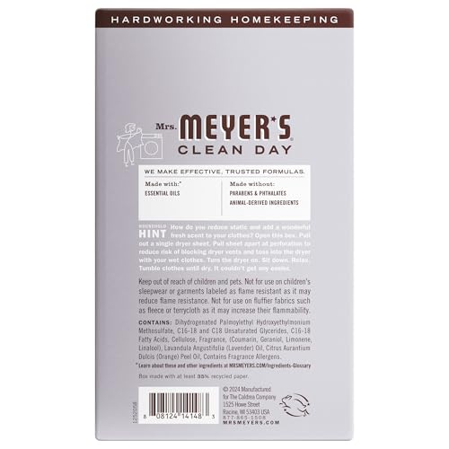 Close up of 80 count lavender dryer sheets packaging